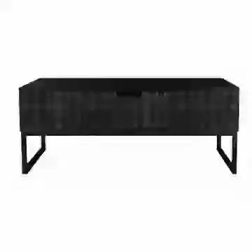 Black Mango Wood Carved Lift Open Coffee Table